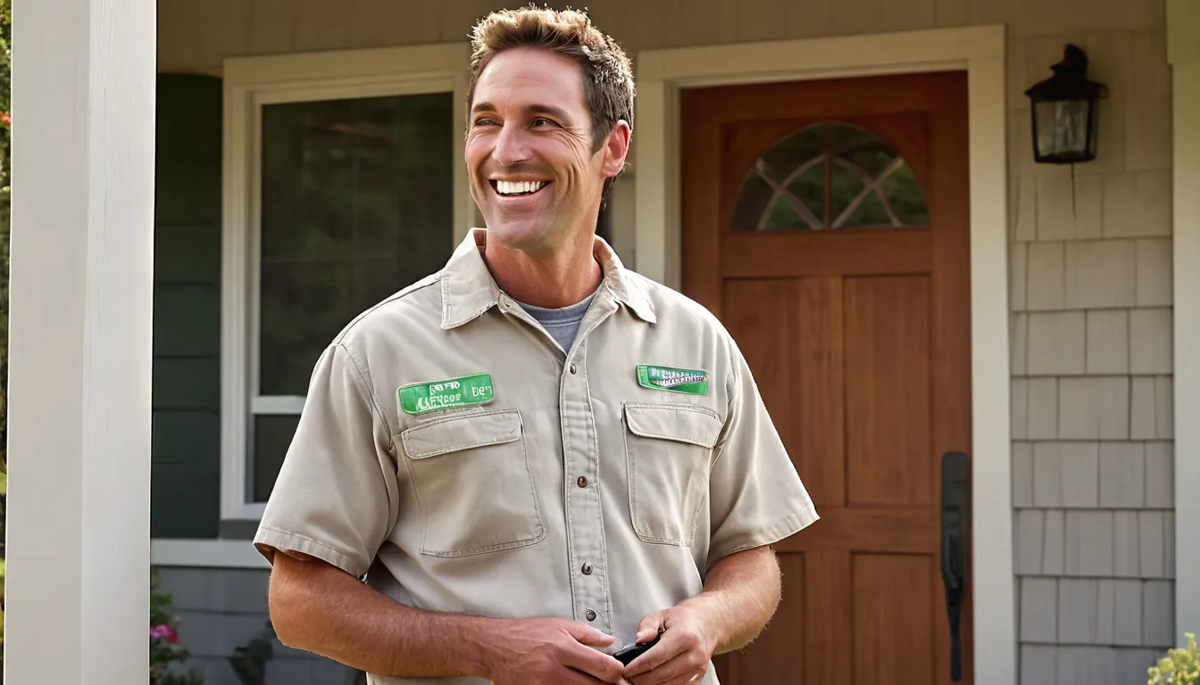A friendly local provider talking with a homeowner outside a home in Commerce City
